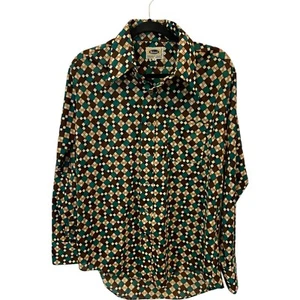 Camicia Mohawk con bottoni discoteca vintage geometrica uomo taglia L manica lunga colletto anni 70 - Foto 1 di 5