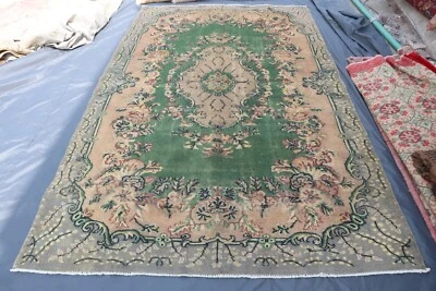 Alfombra verde beige 6'0x9'6 pies alfombra medallón floral, alfombra Serapi turcomana anudada a mano Foto 1 de 4
