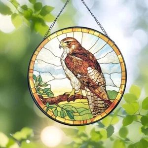 Red Tailed Hawk Suncatcher Stained Glass, Suncatcher Red Tailed Hawk Lovers Gift - Picture 1 of 1