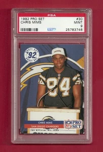 1992 PRO SET #30 CHRIS MIMS ROOKIE RC PSA 9 MINT POP 1 NONE HIGHER CHARGERS - Picture 1 of 1