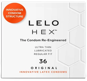 LELO HEX Original Condoms – Ultra Thin, Lubricated, 0.045mm, 54mm Diameter, 36 - Picture 1 of 5