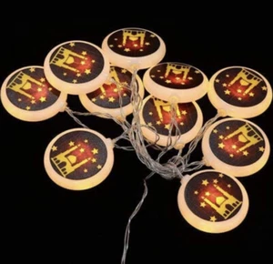 Fairy Lights Eid Mubarak Ramadan Moon Lights 10 LED Battery Operated Star String - Picture 1 of 5