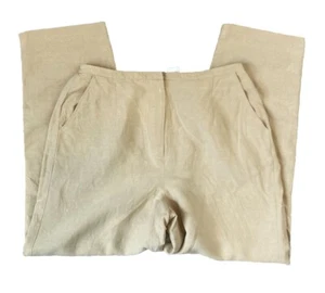 Abito donna Laura Ashley pantaloni pantaloni pantaloni vintage seta lino panna zip laterale taglia 8 - Foto 1 di 6