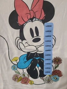 Disney Minnie Mouse White Graphic Tee, Women's Large, Cotton/Poly, NWT - Picture 1 of 4