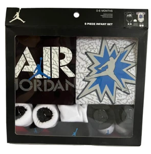 AIR JORDAN Infant BOYS 5-pc Gift set Bodysuits/Rompers, Booties & Cap 0-6 Months - Picture 1 of 9