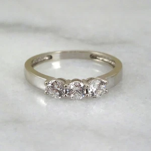 14K White Gold Ring CZ Anniversary Wedding Engagement Cubic Zirconia, F4 - Picture 1 of 8