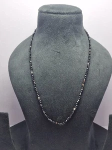 925 Plata de Ley 12" Hilos Collar Negro Onix Piedra 3MM Cuentas Redondas - Imagen 1 de 11