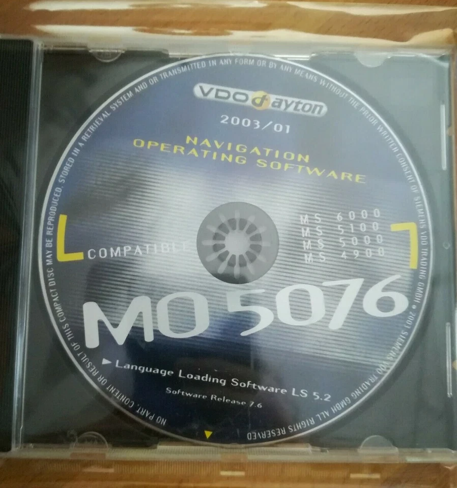 VDO Dayton MO5076 Betriebssoftware CD für Ms6000 Ms5100