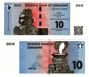 2024 Zimbabwe 10 ZIG P110 Gold System Banknote UNC - Picture 1 of 1