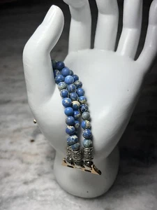 Blue Sodalite Bead Apple Watch Band, 3 Strand, Stretch - Picture 1 of 6