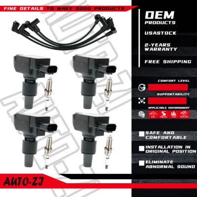 4X Ignition Coil + Spark Plug + Wire Set For 2004-2008 Mazda RX-8 RX8 1.3L UF501 - Image 1 of 4