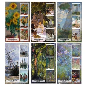 2015 CLAUDE MONET GEMÄLDE KUNST 6 BLOCKS POSTFRISCH UNGEZÄHNT - Bild 1 von 1