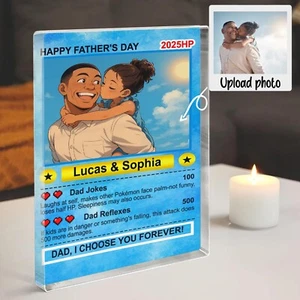 Anime Dad Gift - Custom Trading Card Block - Gamer Father's Day - From Kids/Wife - Picture 1 of 8