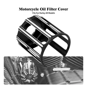 Motorcycle Black Oil Filter Cover Cap Trim Fit For Touring Glide Softail Dyna - Foto 1 di 16