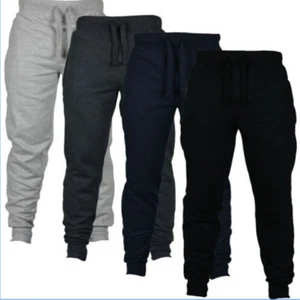 Spring Men's Solid Color Simple Casual Fitness Elastic Drawstring Sports Pants - Picture 1 of 24