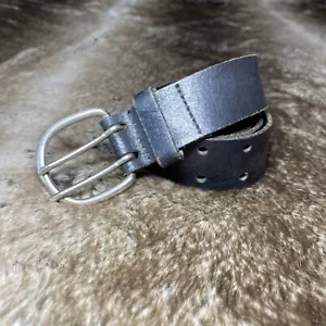 Cintura Uomo S/M Pelle Nera Fibbia Argento - Foto 1 di 10