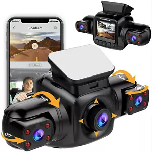 3 Kanal Dash Cam 3 Kameras 1080P Infrarot Nachtsicht Auto Cam Videorecorder - Bild 1 von 9