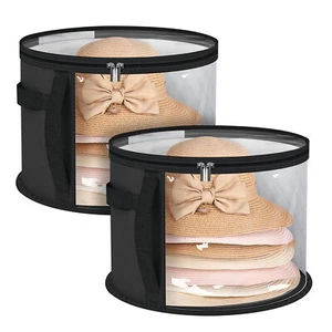 2pcs Hat Storage Boxes, Foldable Cowboy Hats Organizer Travel Cap Carrier Case - Picture 1 of 7