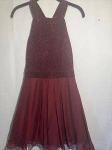 Trixxi Sleeveless Red Sequin Holter W/ Bow Tulle Short Dress Size 9 - Picture 1 of 6