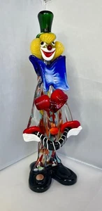 Scultura statuina pagliaccio circo vetro artistico soffiato a mano Murano veneziano, Italia - Foto 1 di 11
