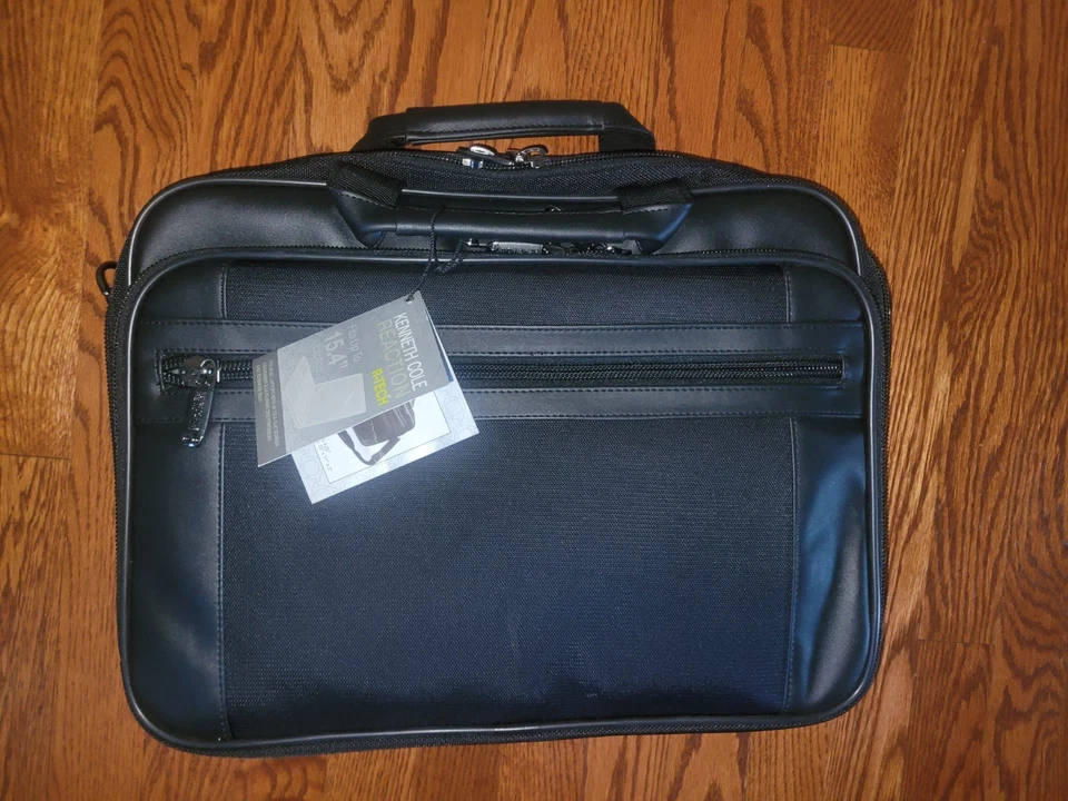 NEW Kenneth Cole Reaction Large R-Tech Black Laptop Bag Multiple Pockets Zip - Image 1 of 4