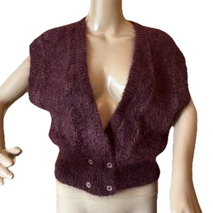 Vintage Mohair Wool Sweater Vest Sz S The Bermuda Shop England Purple Fuzzy - Picture 1 of 19