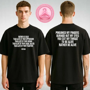 Camiseta Refused Rather Be Dead Lyric Negra 2025 Dos Lados Unisex Camiseta - Imagen 1 de 3