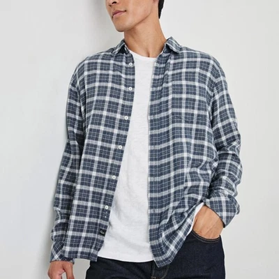 Rails Brushed Lennox Plaid Shirt in Denim White Gray Size S - Image 1 of 4
