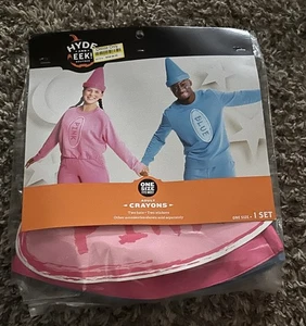 New Crayon adult Couples Halloween costume 2 Hat & 2 Stickers Blue/Pink - Picture 1 of 3