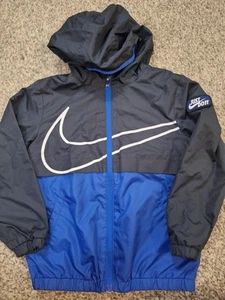 Nike Windbreaker Jacket Full Zip With Hood Blue Boys Size M 5/6 Yrs - Picture 1 of 8