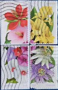 US Stamps 2013 La Florida Flowers Forever Set of 4 Used ON Paper #4750-4753 - Picture 1 of 1