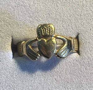 Vintage 14k Gelbgold Ring Irish Claddagh Größe 4,75 - Bild 1 von 4
