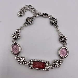 Brighton Floral Glass Bracelet w/ Swarovski Crystals & Pearl Accent 7–8” - Picture 1 of 8