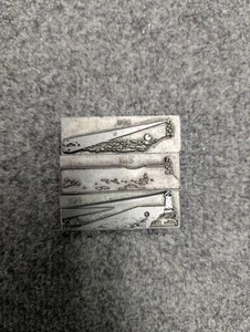 Vintage Antique Letterpress Blocks Art Lighthouse Three-Part Design Solid Metal - Picture 1 of 2