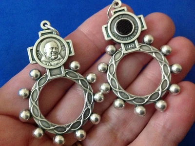 Rosario de dedos St PADRE PIO 1 década plata metal sanación bolsillo rosario estigmas Foto 1 de 3