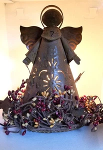 Rustic Punched Tin Angel Electric Light - Picture 1 of 5