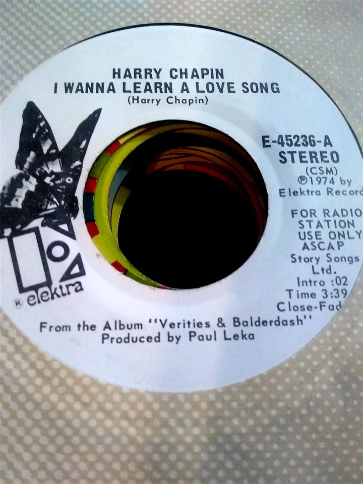 Harry Chapin, I Wanna Learn a Love Song ~ 1975 Elektra promo 45 +sleeve - Image 1 of 1