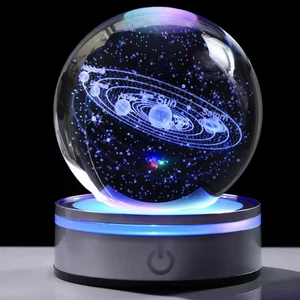 Planet 3D Kristallkugel Mondkugel Schreibtischlampe USB LED Nachtlicht Geschenk - Bild 1 von 12
