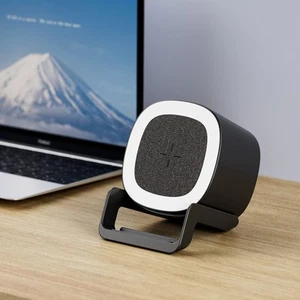 4-in-1 Wireless Charger Phone Stand with Bluetooth Speaker & LED Light – Desktop - Photo 1 sur 11