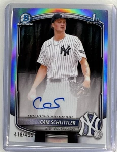 Bowman Chrome Cam Schlittler 2025 primer auto #418/499 refractor autógrafo CPA-CSC - Imagen 1 de 2
