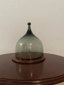 VTG MCM Benny Matzfeldt Hadeland Teak Wood & Glassworks Smoke Green Cheese Dome - Picture 1 of 9