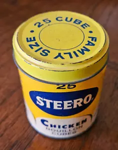 Vintage Kitchen decor STEERO Chicken Bouillon Cubes can by Jersey City 1940s - Picture 1 of 6
