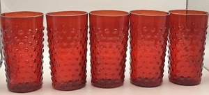 5er Set Anchor Hocking Rubinrot Hobnail Tumbler Gläser 4,75” Vintage 1930’er - Bild 1 von 10