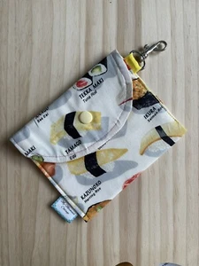 Portafoglio a scatto fatto a mano a tema sushi in cotone con chiusura girevole lavabile - Foto 1 di 5
