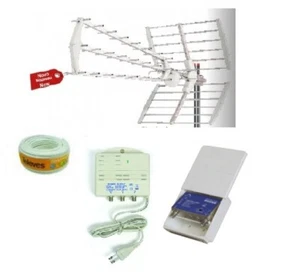 Kit TDT LTE 4G Guadagno Massimo 58dB + 20 Metri Di Cavo - Foto 1 di 3