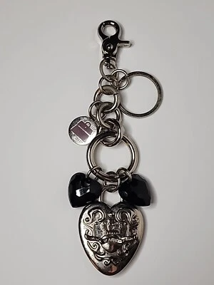 Kathy Van Zeeland Purse Bag Charm Keychain Heart Silver Tone Key Ring - Image 1 of 4