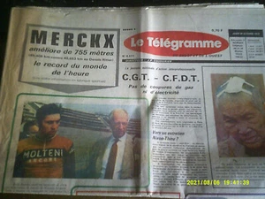1972   2 JOURNAUX TELEGRAMME CYCLISME MERCKX BAT LE RECORD DU MONDE DE L HEURE - Picture 1 of 4