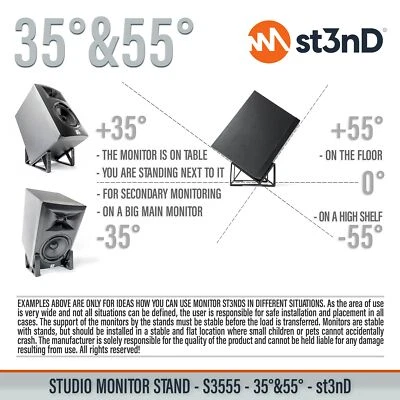 STUDIO MONITORSTÄNDER 35°-55° Desktop/Regal für Musiker, Produzenten, DJs - Bild 1 von 4