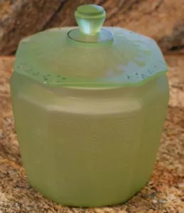 1933 Hocking Glas Princess Muster, satiniertes Finish Glas mit Deckel - Bild 1 von 1