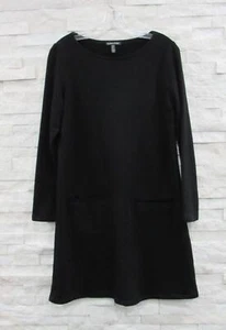 Eileen Fisher Black Soft & Cozy Tencel Fleece Knit Classic Dress w/ Pockets M - Picture 1 of 5